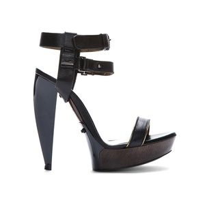 EUC Lanvin Sculpted Heels Black 2013 Ete Size 6 Womens Strappy Platform Pumps